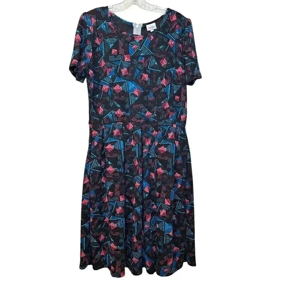 NWT Lularoe 2XL Amelia Dress Pink And Blue